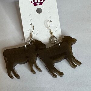 Charming Brown Cow-Shaped Earrings
